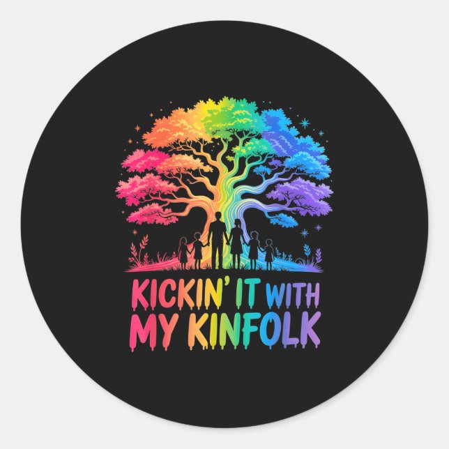 Kickin' It With My Kinfolk Funny Family Reunion  Classic Round Sticker (Front)