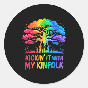 Kickin' It With My Kinfolk Funny Family Reunion Classic Round Sticker