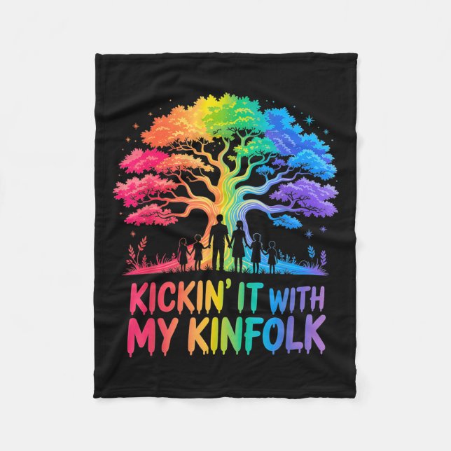 Kickin It With My Kinfolk Funny Family Reunion  Fleece Blanket (Front)