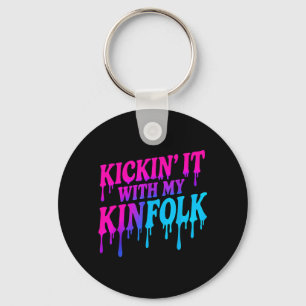 Kickin With Kinfolk Paint Drip Funny Family Key Ring