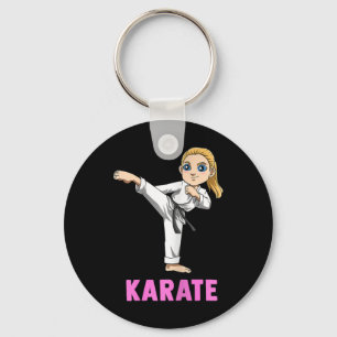Kicking And Striking Kid - Cute Karate Girl Key Ring