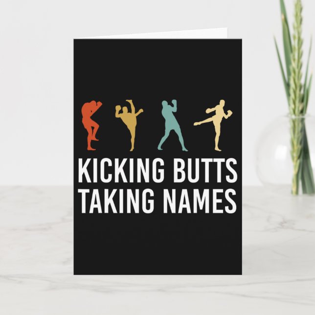 Kicking Butts Taking Names Kickboxing Kickboxer  Card (Front)