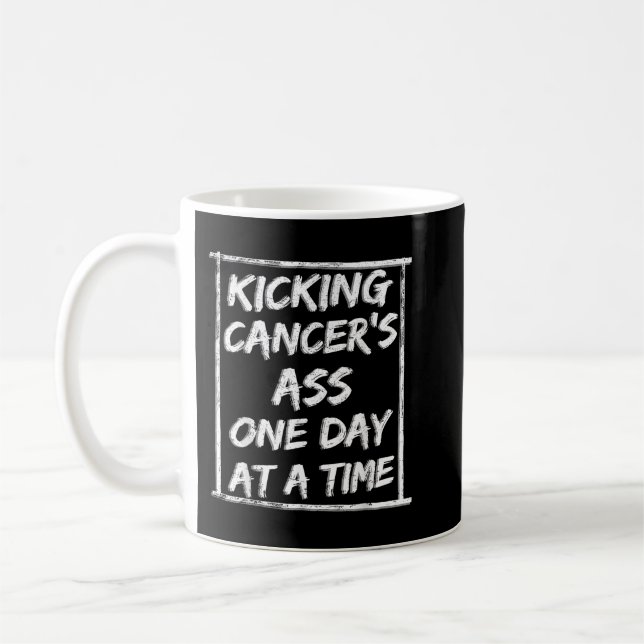 Kicking Cancer Chemotherapy Warrior Survivor Chemo Coffee Mug (Left)