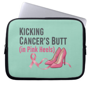 Kicking Cancer’s Butt in Pink Heels Sassy Survivor Laptop Sleeve