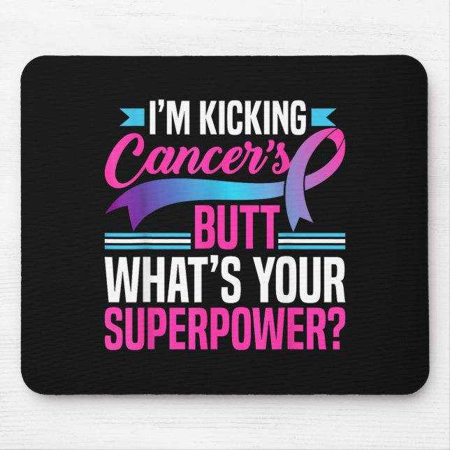 Kicking Cancers Butt Superwer Thyroid Cancer Mouse Mat (Front)