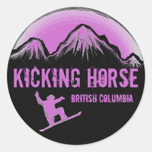 Kicking Horse BC Canada purple snowboard stickers