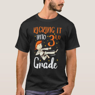 kicking it 3rd grade tae kwon do girl karate first T-Shirt