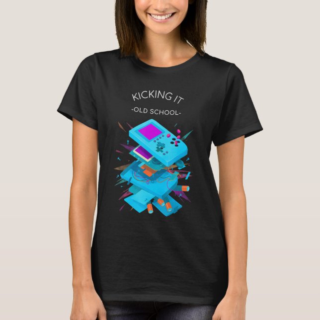 Kicking It Old School  Retro Gaming 5 T-Shirt (Front)