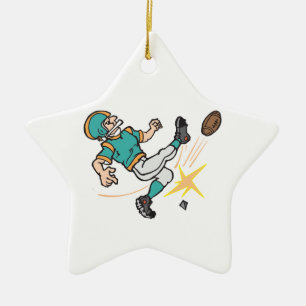 kicking off football player ceramic tree decoration