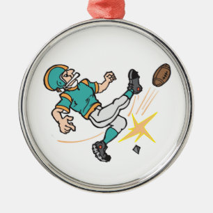 kicking off football player metal tree decoration