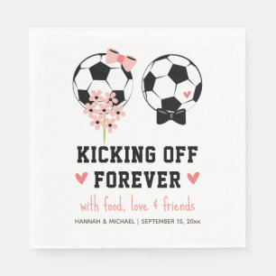 Kicking Off Forever Soccer Ball Wedding Napkin
