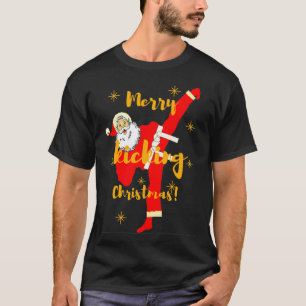 Kicking Santa Claus Merry kicking Christmas by MAM T-Shirt