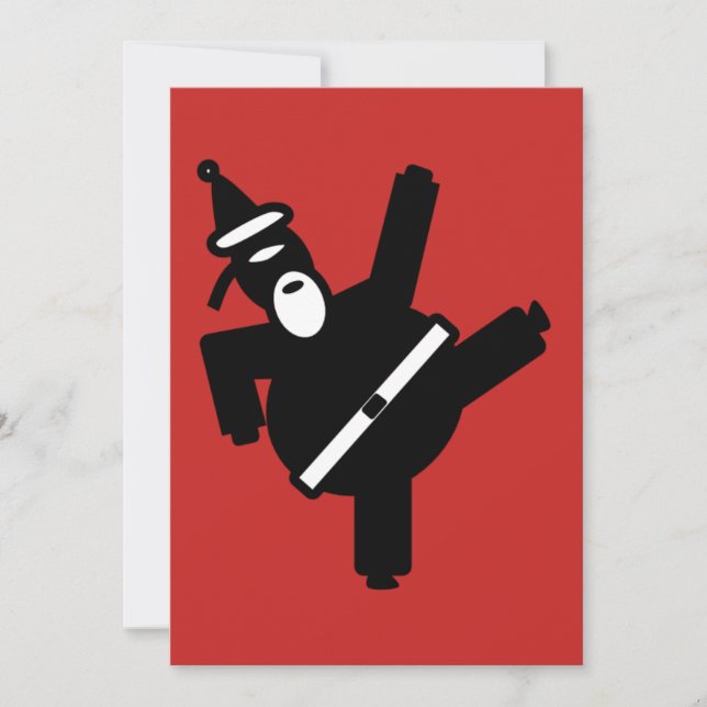 Kicking Santa Ninja Holiday Card (Front)