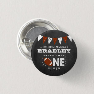 Kicking The Big One   Football 1st Birthday 3 Cm Round Badge