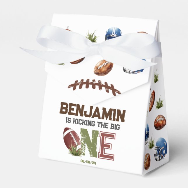 Kicking The Big One Football 1st Birthday  Favour Box (Front Side)