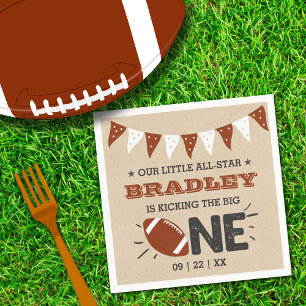 Kicking The Big One   Football 1st Birthday Napkin