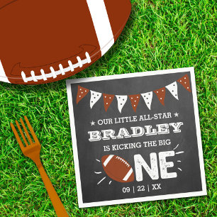 Kicking The Big One   Football 1st Birthday Napkin