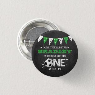 Kicking The Big One   Soccer 1st Birthday 3 Cm Round Badge