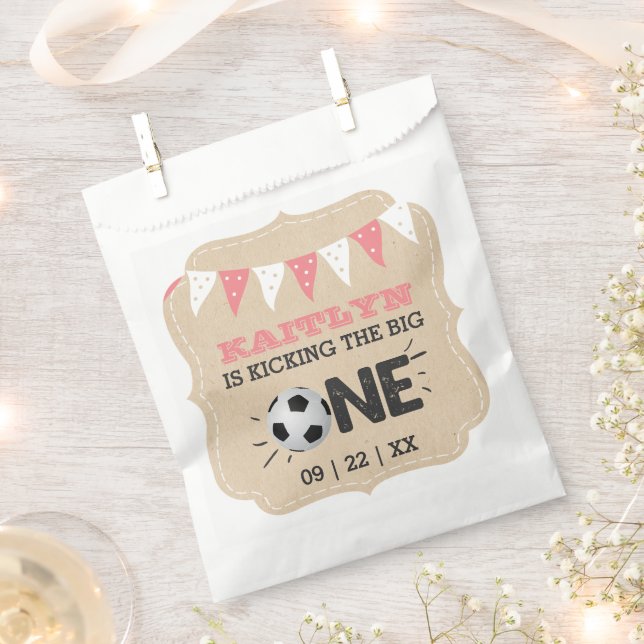 Kicking The Big One | Soccer 1st Birthday Favour Bags (Clipped)