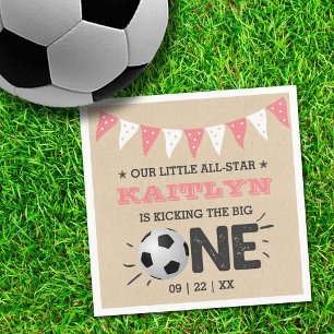 Kicking The Big One Soccer 1st Birthday Napkin