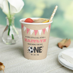 Kicking The Big One   Soccer 1st Birthday Paper Cups