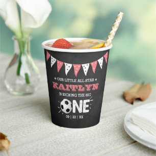 Kicking The Big One   Soccer 1st Birthday Paper Cups