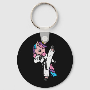 Kicking Unicorn Martial Art Cute Karate Taekwondo  Key Ring