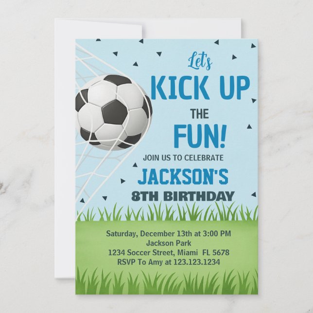 Kickoff Soccer Birthday Invitation (Front)