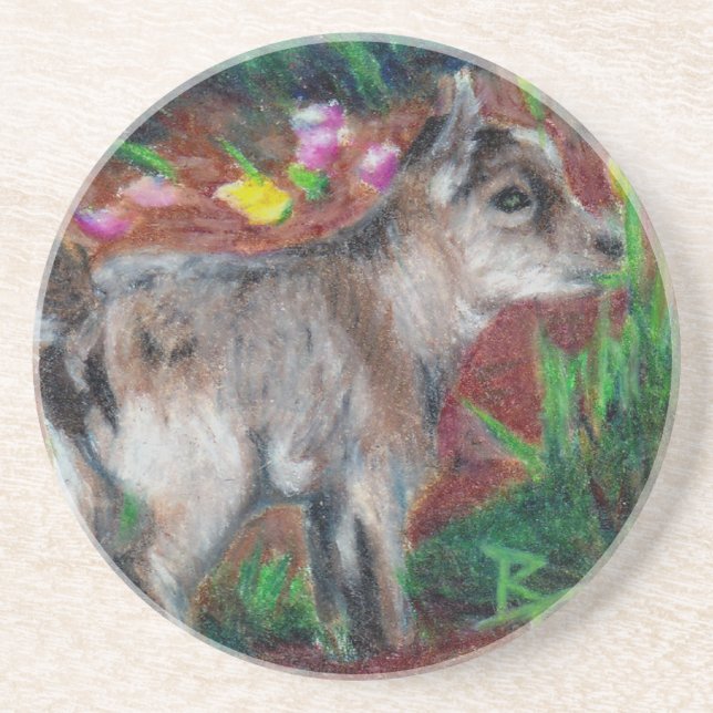 Kid aceo Baby Goat Coasters (Front)