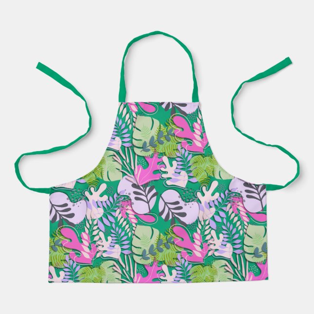Kid Apron : Abstract Leaves (green) (Front)