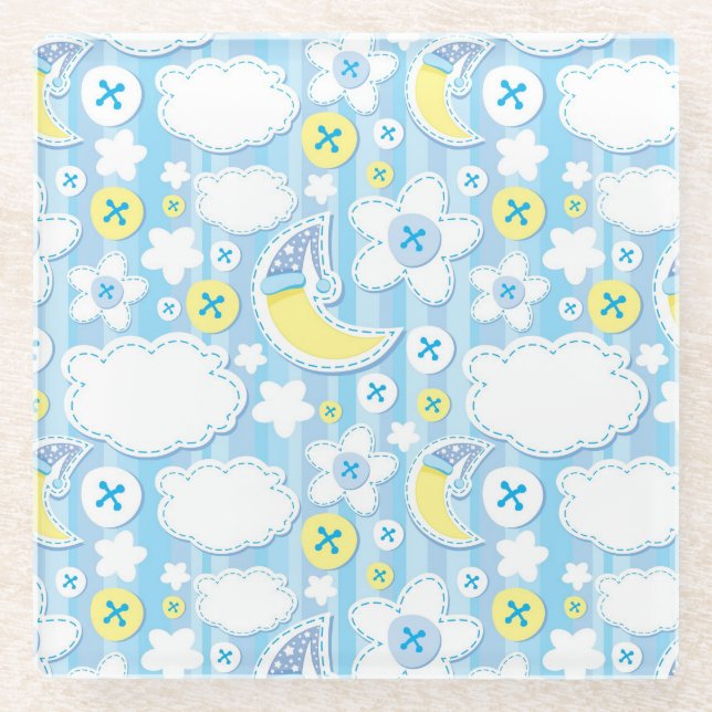 kid background glass coaster (Front)