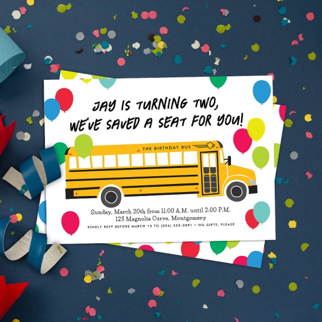 Kid Birthday Yellow School Bus Party Invitation (Creator Uploaded)