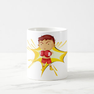 Kid Boxer in Red Gloves and Shorts Coffee Mug