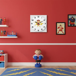 Kid Boxer in Red Gloves and Shorts Large Clock