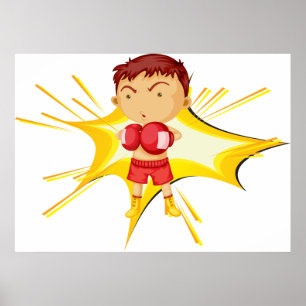 Kid Boxer in Red Gloves and Shorts Poster