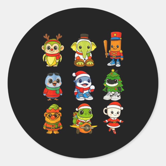 Kid Brainrot Pajama Christmas 2025 Holiday Los Dic Classic Round Sticker (Front)