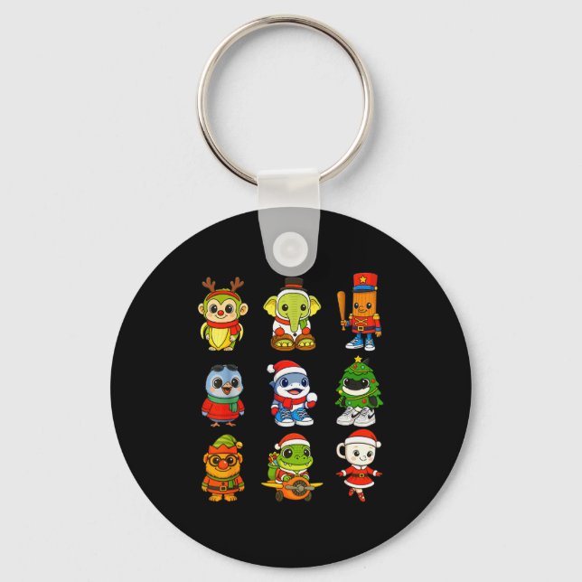 Kid Brainrot Pajama Christmas 2025 Holiday Los Dic Key Ring (Front)