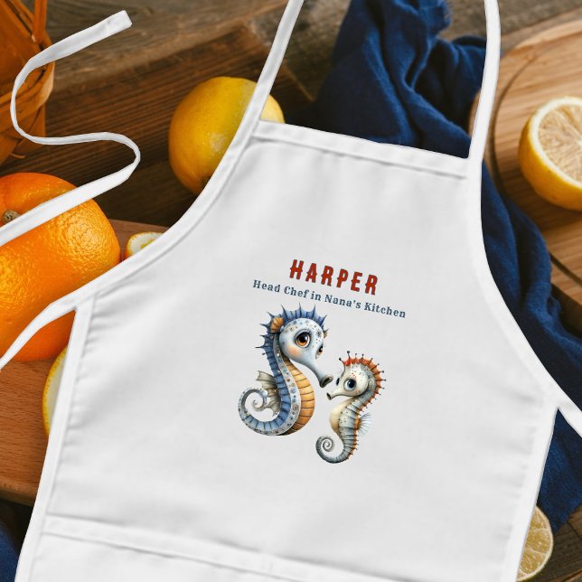Kid Chef Seahorses Ocean Kitchen Kids Apron (Creator Uploaded)