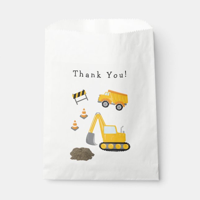 Kid Construction Birthday Party Thank You Favour Bags (Front)