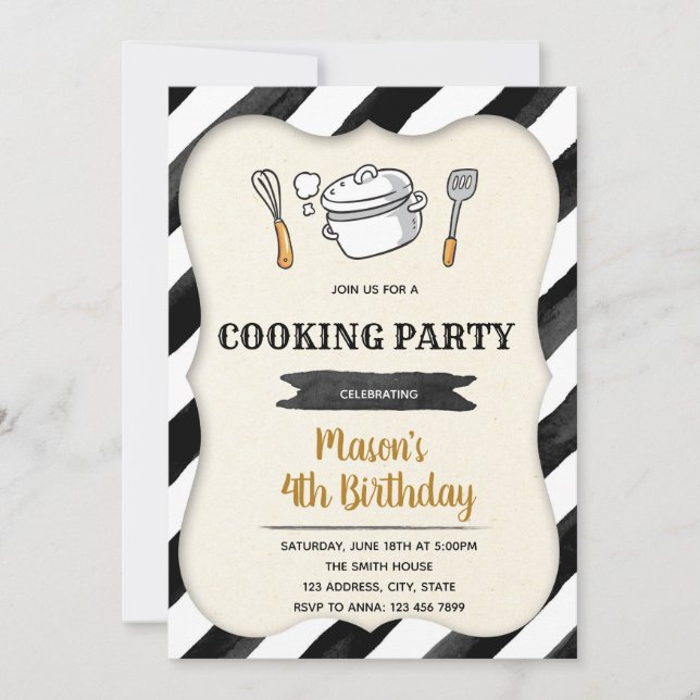 Kid cooking birthday party invitation (Front)