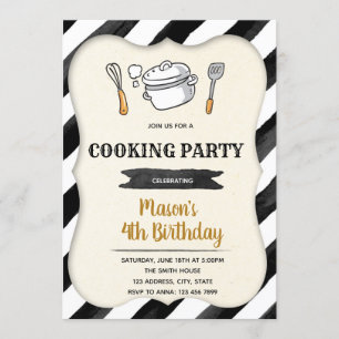 Kid cooking birthday party invitation