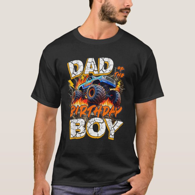 Kid Dad Of The Birthday Boy Monster Trucks Family  T-Shirt (Front)
