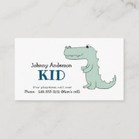 Kid Dinosaur Business Card For Boy Playdate