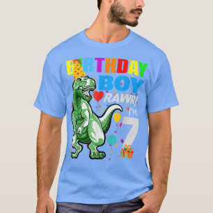 Kid Dinosaur Seventh 7th Birthday Seven 7 Year Old T-Shirt