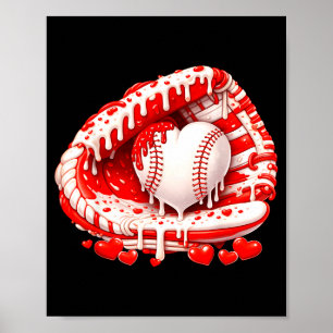 Kid Drip Ice Cream Baseball Heart Catcher Valentin Poster