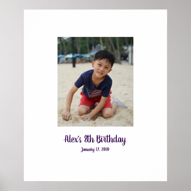 Kid eighth birthday 8th Sign In Party Board 8 (Front)