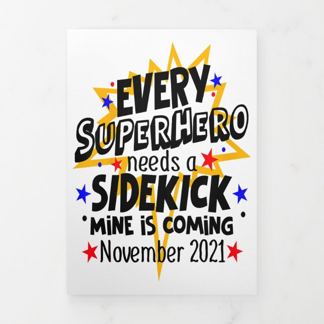 Kid Every Superhero Needs A Sidekick November GIft Tri-Fold Announcement (Cover)