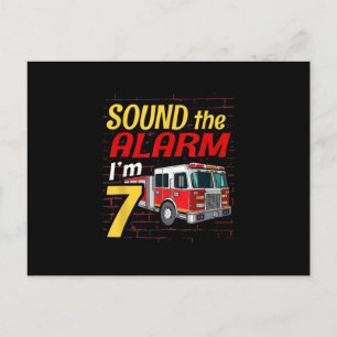 Kid Fire Truck 7th Birthday Party Gift Firefighter Holiday Postcard