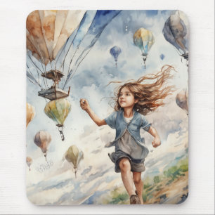kid flying kites mouse mat