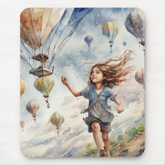 kid flying kites mouse mat (Front)
